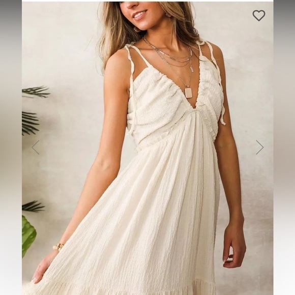 WISHLIST Apparel Textured Gauze Maxi Dress Ivory Sz M Vibe For Me NWT - Picture 4 of 6
